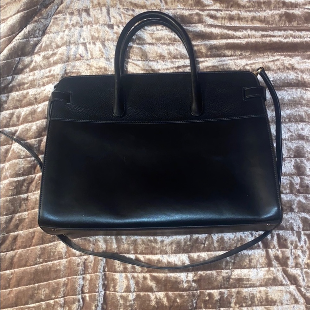 Black Leather Cuyana Shoulder Bag